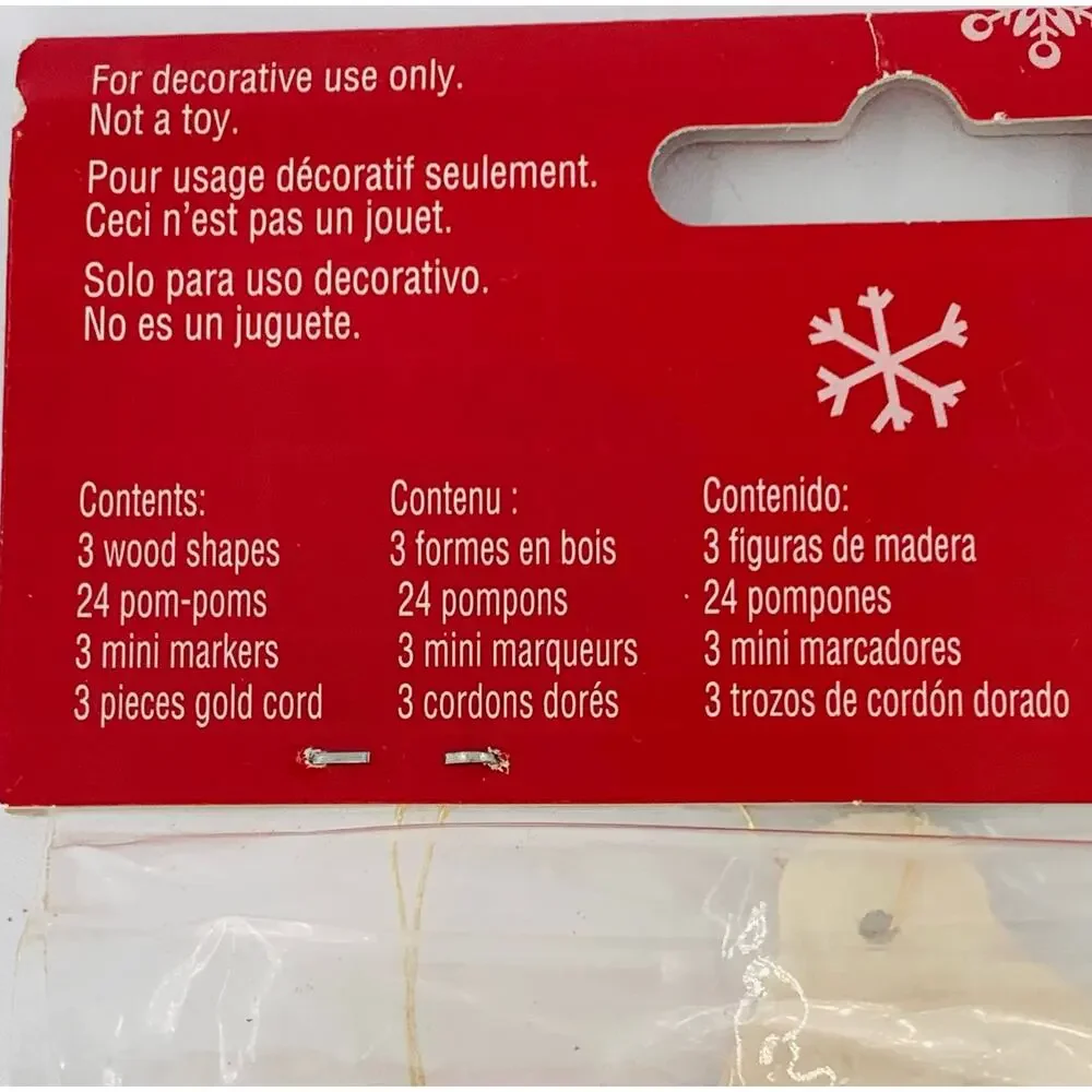Wood Oranament Decorating Kit Creatology 3 Piece Set Sock Monkey Owl Elf Markers